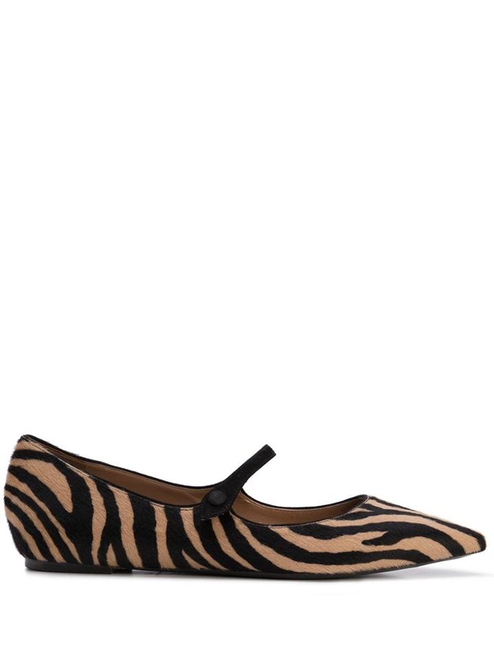 Tabitha Simmons Hermione Zebra-print Flats - Black