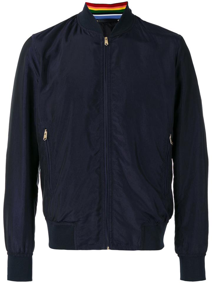 Paul Smith Bomber Jacket, Men's, Size: Xl, Blue, Cupro/polyamide