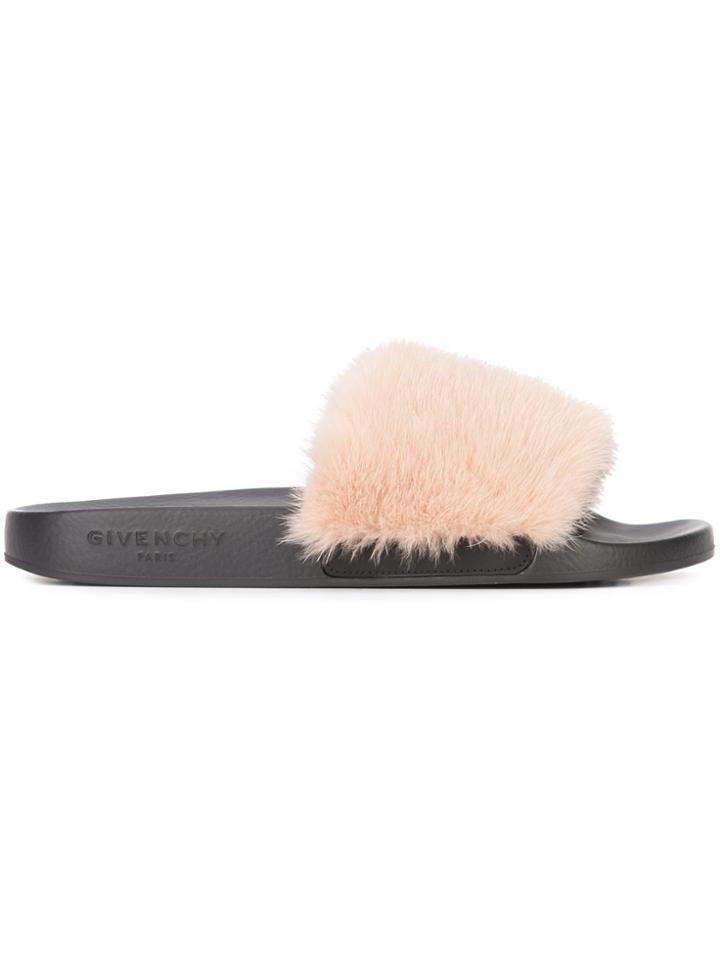 Givenchy Mink Fur Slides - Pink & Purple