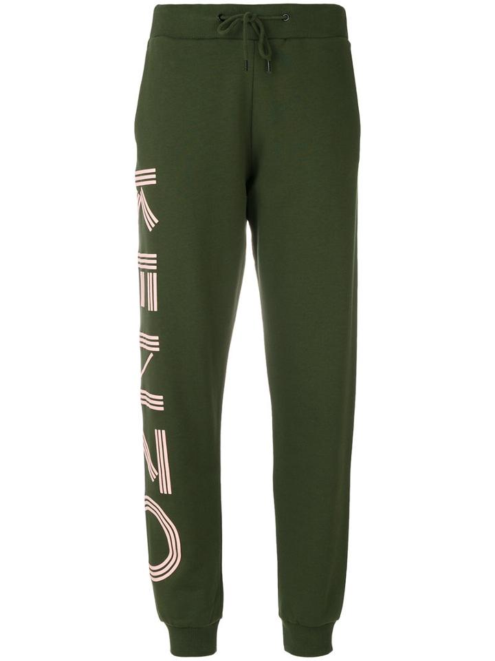 Kenzo - Logo Print Sweatpants - Women - Cotton - S, Green, Cotton