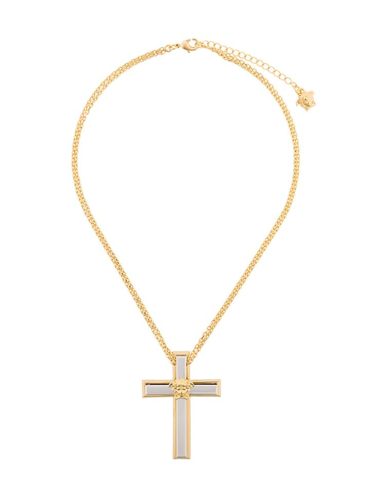 Versace Medusa Cross Necklace - Metallic