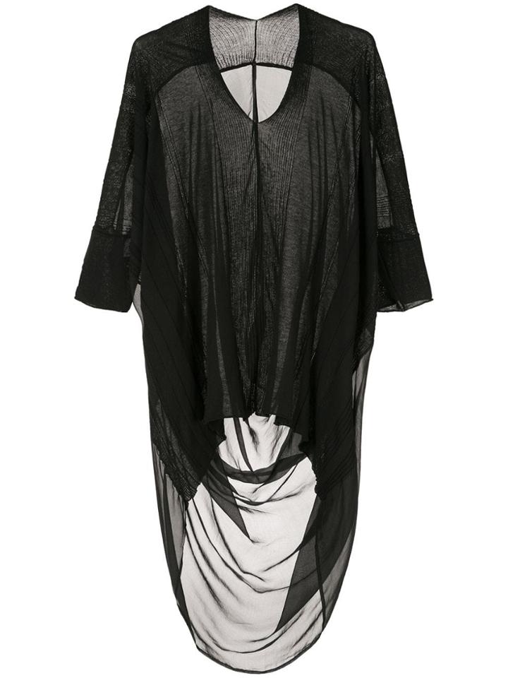 Masnada Long Back Sheer Top - Black