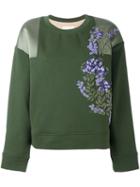 Ssheena Floral Appliqué Sweatshirt, Women's, Size: Small, Green, Cotton