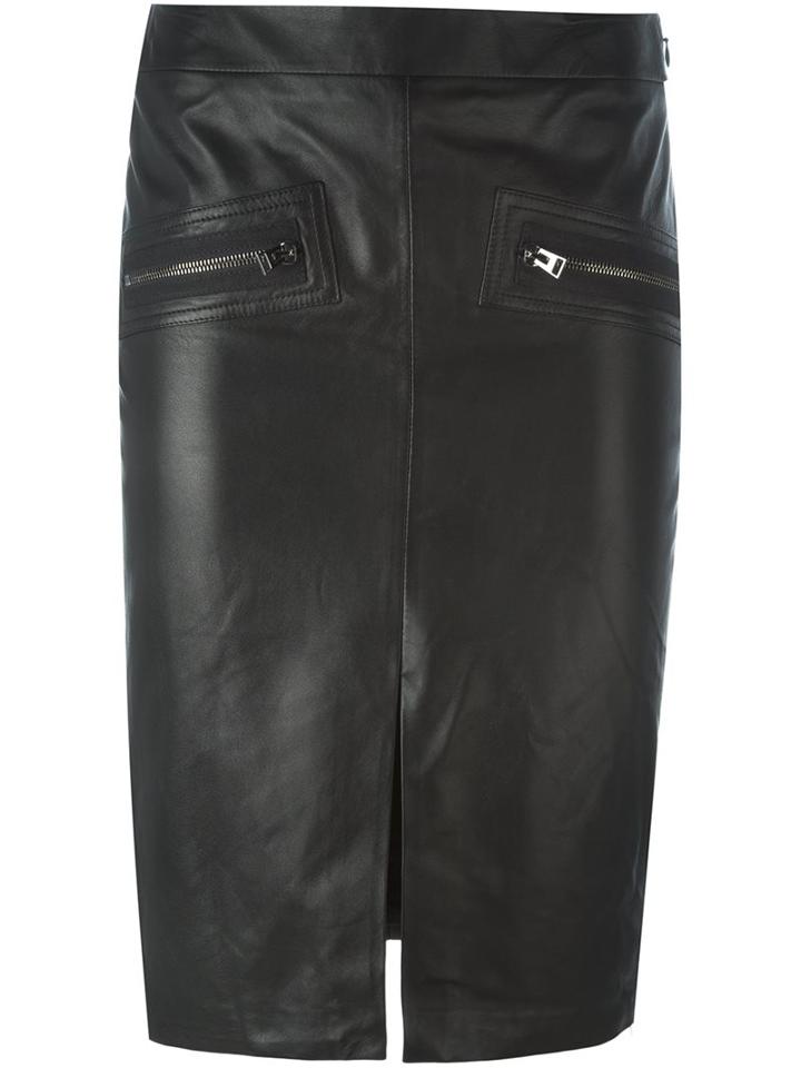 Tom Ford Zipped Pocket Skirt, Women's, Size: 36, Black, Lamb Skin/silk/spandex/elastane
