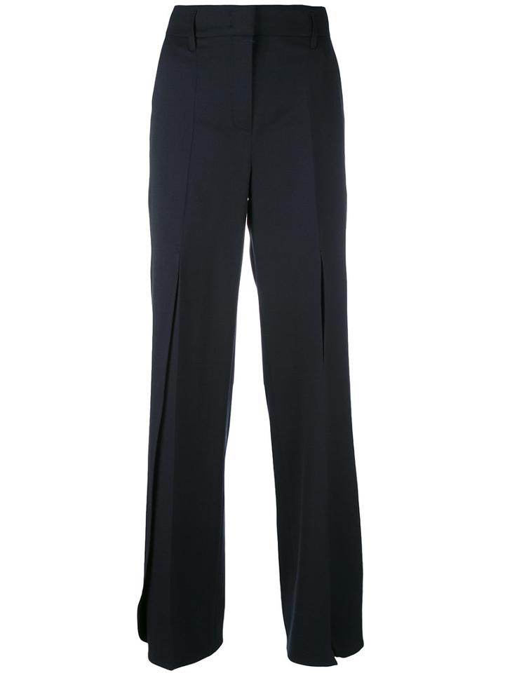 Dorothee Schumacher - Pleated Palazzo Pants - Women - Spandex/elastane/virgin Wool - 3, Blue, Spandex/elastane/virgin Wool