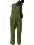 Msgm One Shoulder Jumpsuit, Women's, Size: 44, Green, Cotton/polyurethane/spandex/elastane