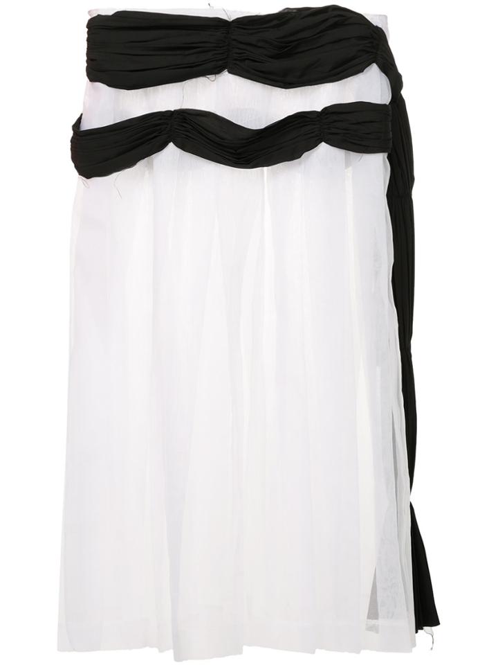 Comme Des Garçons Vintage Sheer Plated Midi Skirt - White