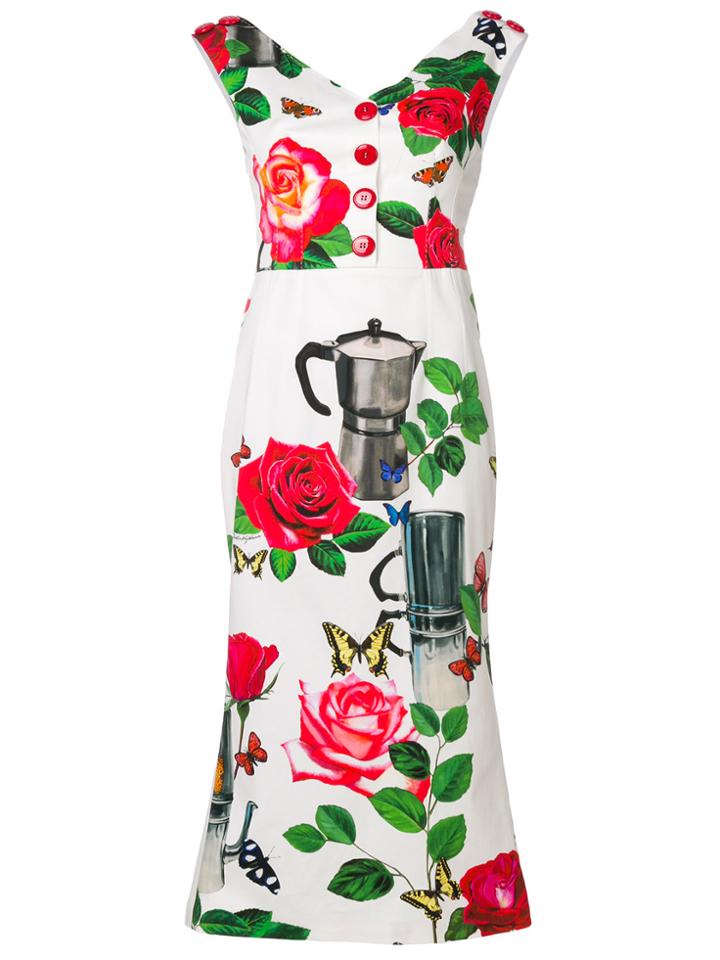 Dolce & Gabbana Floral Design Dress - White