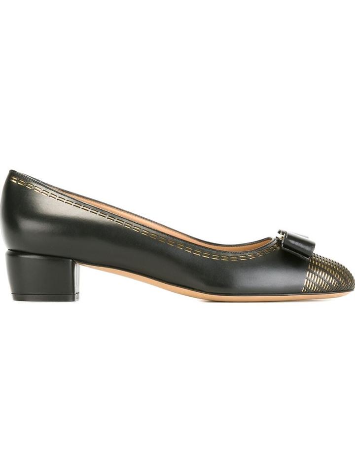 Salvatore Ferragamo Glenn Pumps, Women's, Size: 9.5, Black, Calf Leather/leather