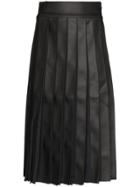 Xu Zhi Pleated Faux Leather Midi Skirt - Black