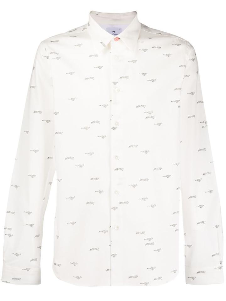 Ps Paul Smith Cheetah Print Shirt - White
