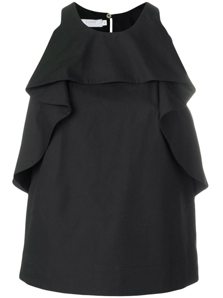 Barba Frill Trim Halter-neck Tank - Black