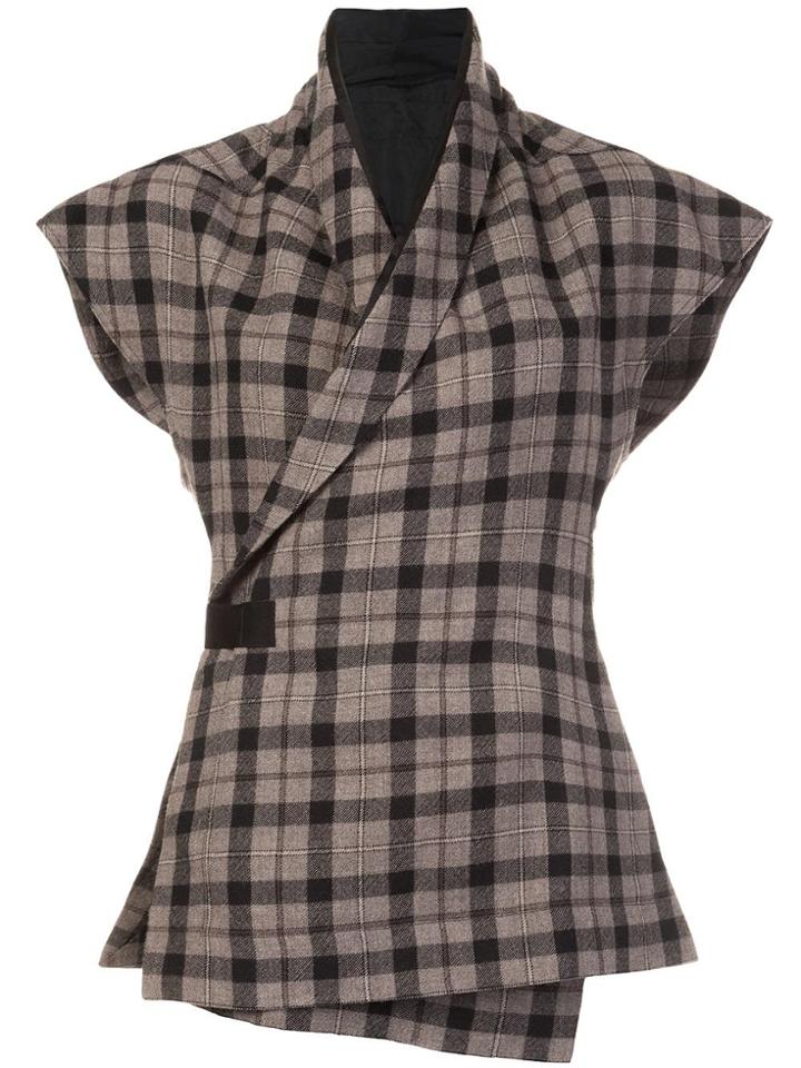 Rick Owens Wrap Tartan Jacket - Brown