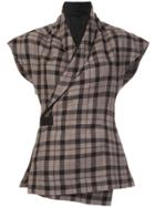 Rick Owens Wrap Tartan Jacket - Brown