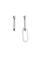 Burberry Glass And Palladium-plated Link Drop Earrings - Metallic