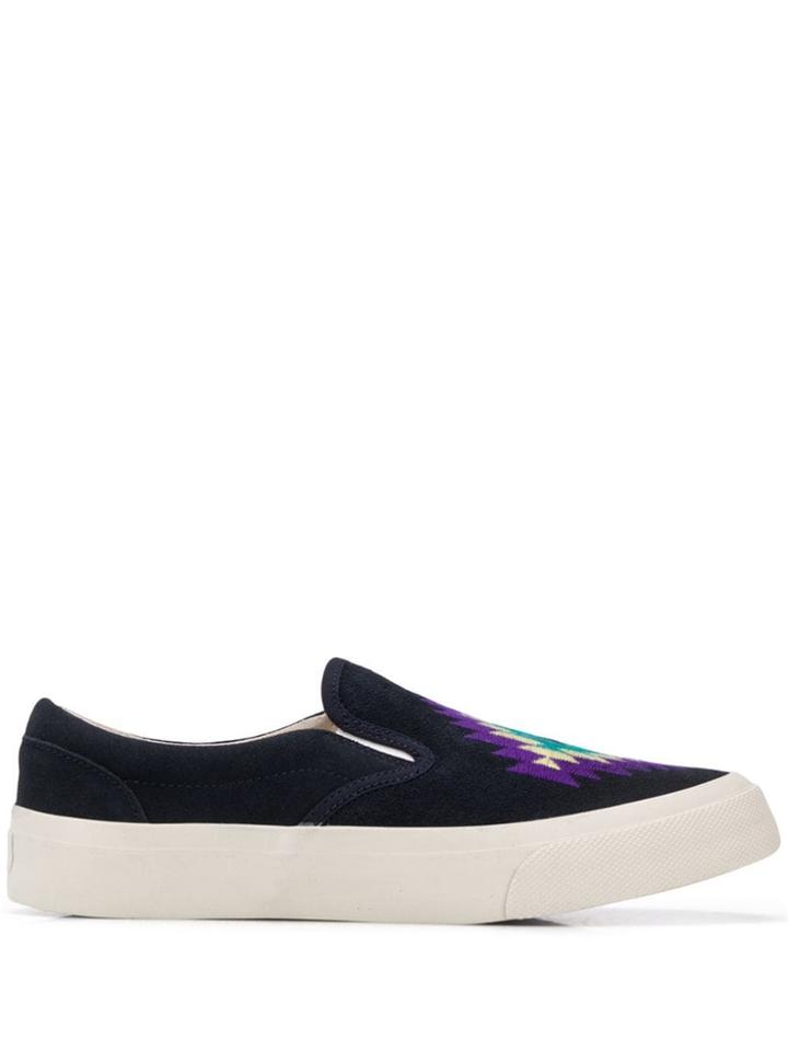 Ymc Embroidered Slip-on Sneakers - Blue