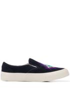 Ymc Embroidered Slip-on Sneakers - Blue