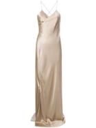 Michelle Mason Strappy Wrap Gown - Neutrals