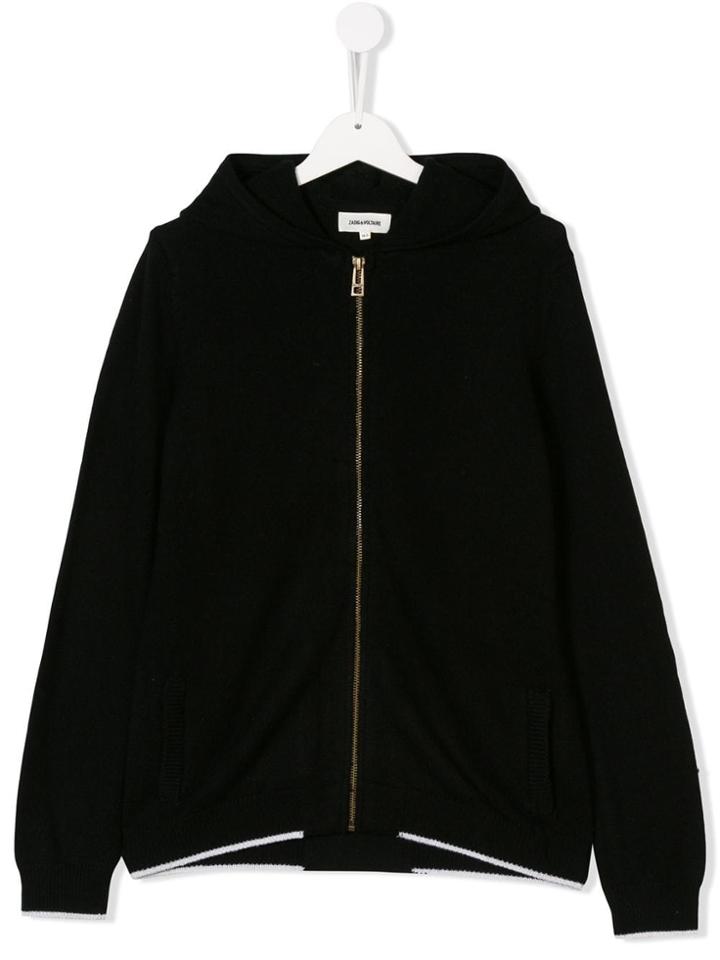 Zadig & Voltaire Kids Teen Knitted Logo Hoodie - Black