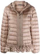 Liu Jo Ruffled Hem Puffer Jacket - Neutrals