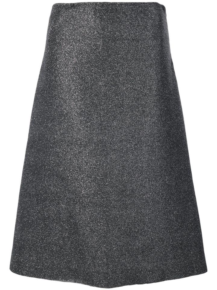Cédric Charlier Glitter Canvas Asymmetric Skirt - Metallic