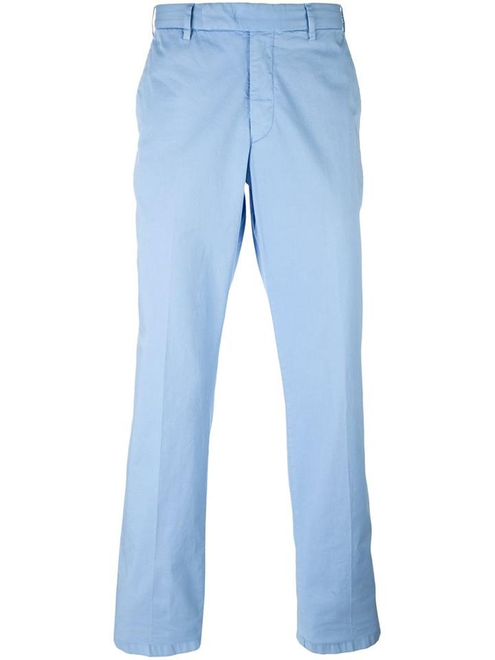 Armani Collezioni Slim-fit Chinos, Men's, Size: 48, Blue, Cotton/spandex/elastane