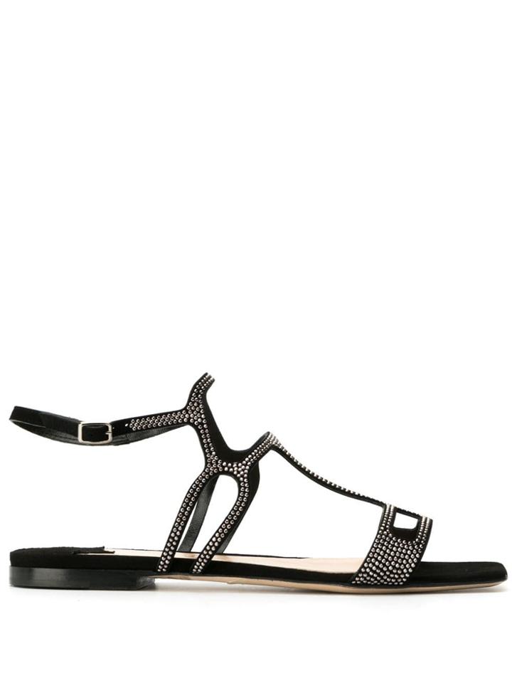 The Seller Gemstone Embellished Sandals - Black