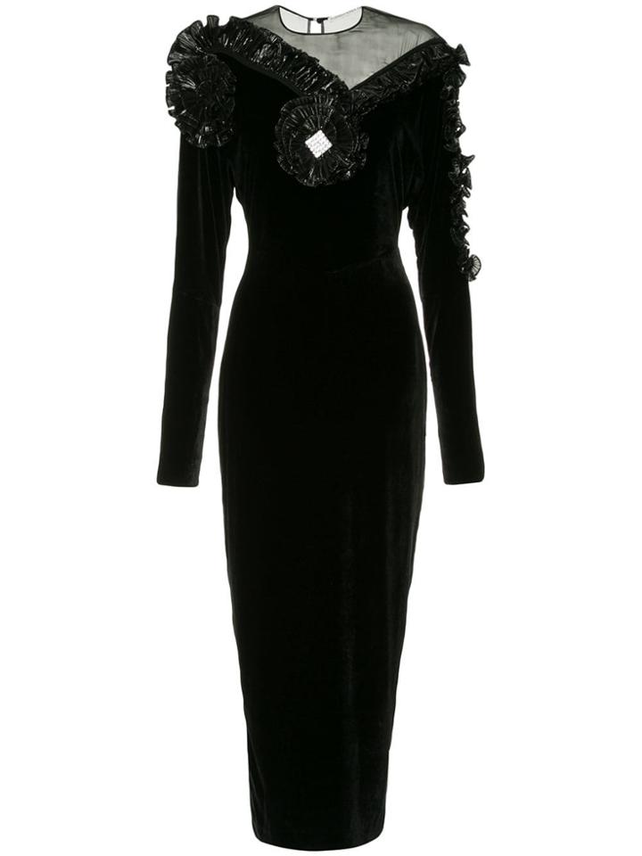 Alessandra Rich Long Velvet Dress - Black