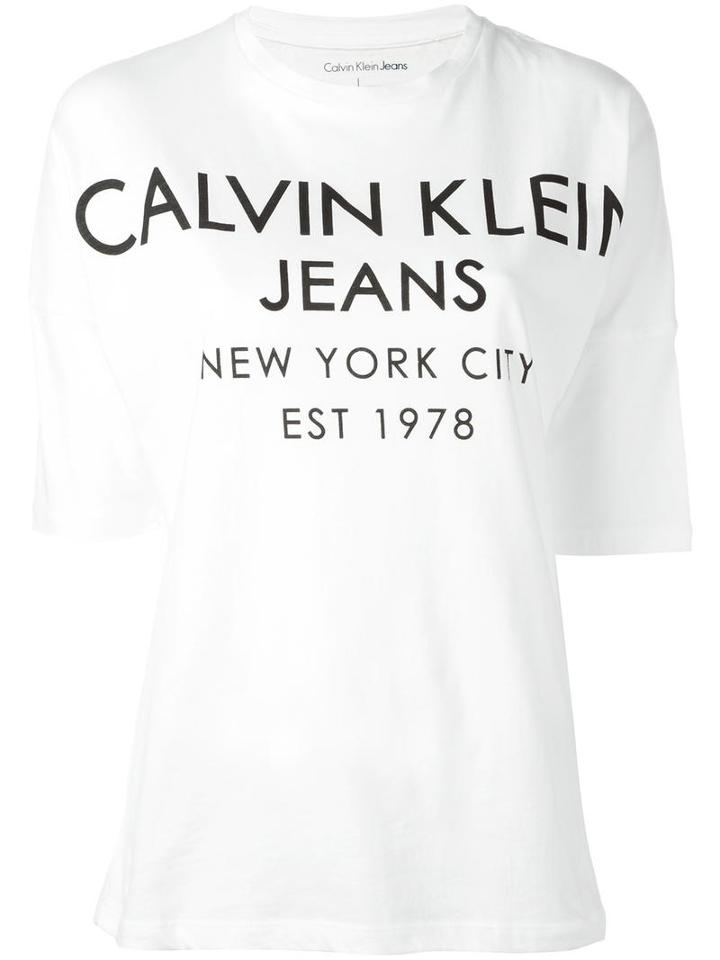 Calvin Klein Jeans Logo Print T-shirt, Women's, Size: Xs, White, Cotton
