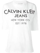 Calvin Klein Jeans Logo Print T-shirt, Women's, Size: Xs, White, Cotton