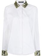 Dolce & Gabbana Sequin Embroidered Poplin Shirt - White