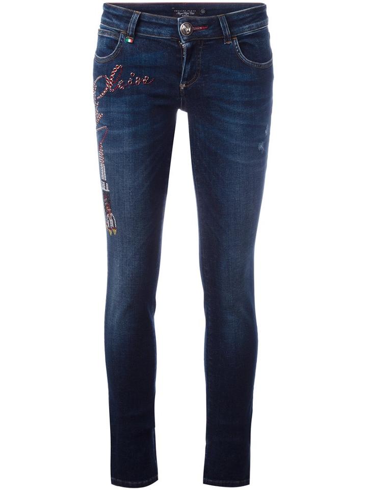 Philipp Plein Notatus Skinny Jeans, Women's, Size: 28, Blue, Spandex/elastane/polyester/cotton