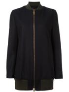 Erika Cavallini Long Length Bomber Jacket, Women's, Size: 42, Blue, Virgin Wool/polyamide/viscose