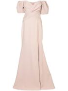 Rachel Gilbert Off The Shoulder Long Gown - Purple