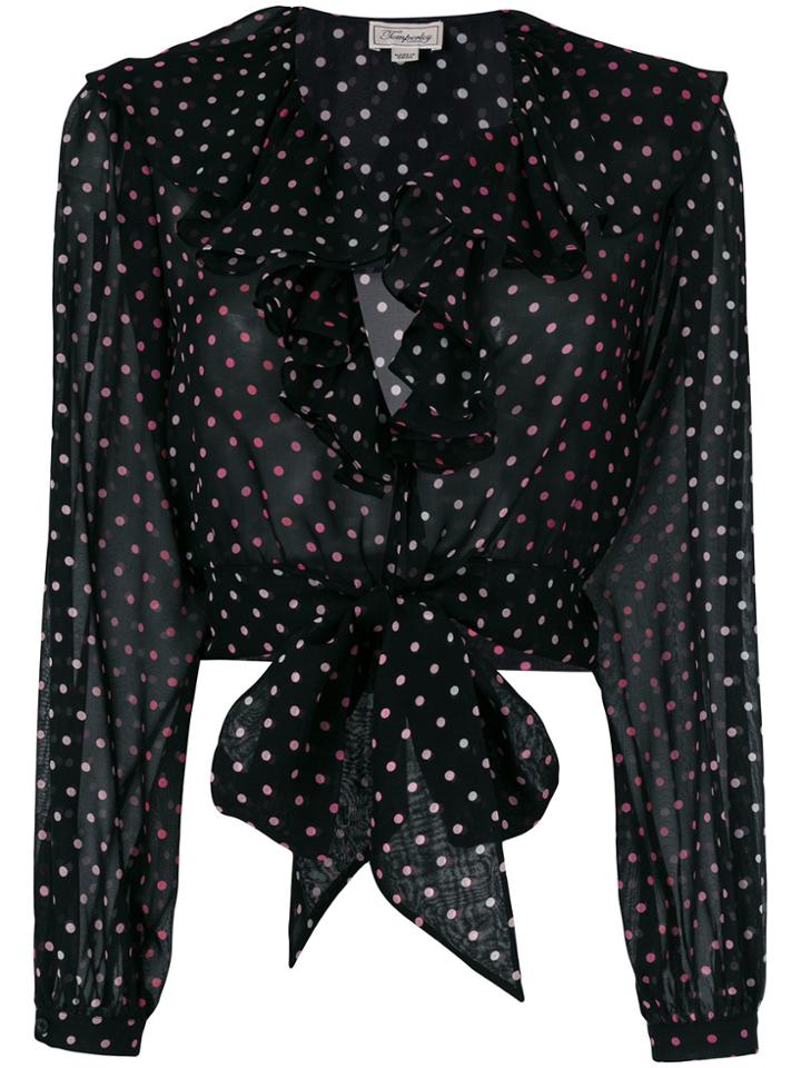 Temperley London Dot Printed Ruffle Blouse - Black