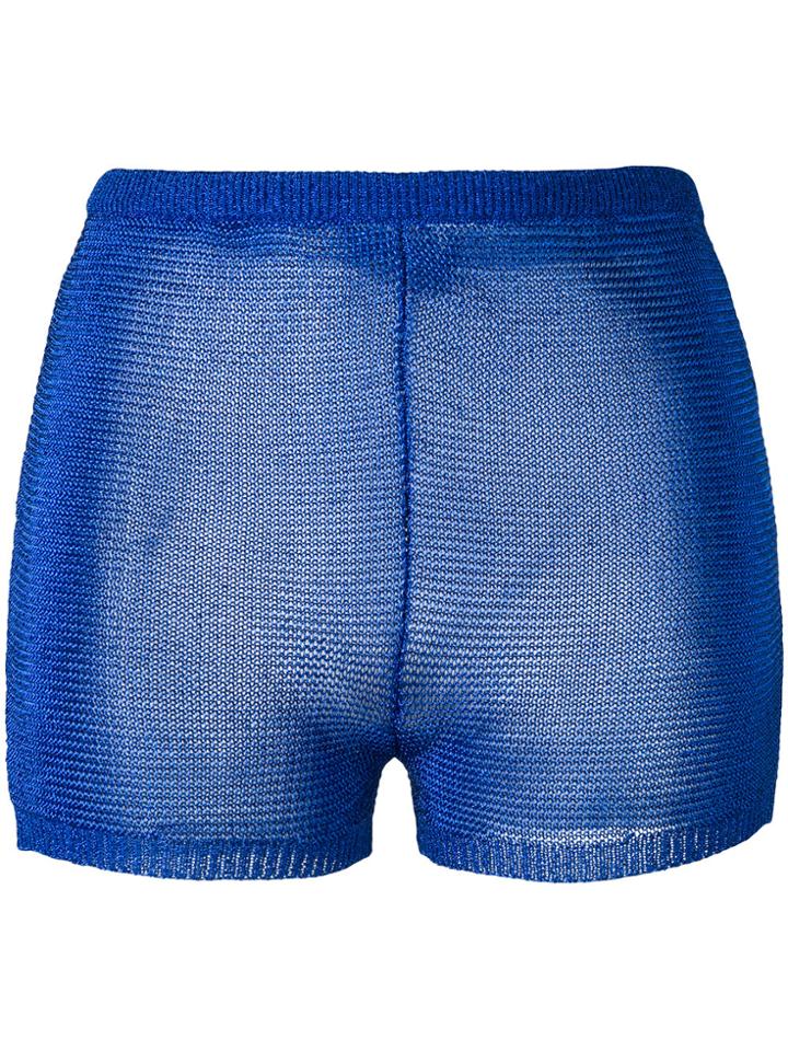 Balmain Knitted Mini Shorts - Blue