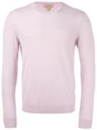 Burberry Crew Neck Jumper, Men's, Size: Medium, Pink/purple, Cotton/cashmere