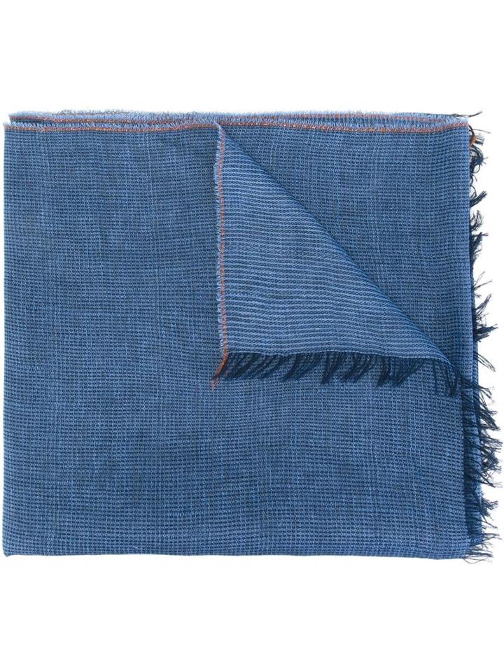 Massimo Alba Checked Scarf, Women's, Blue, Linen/flax/cotton