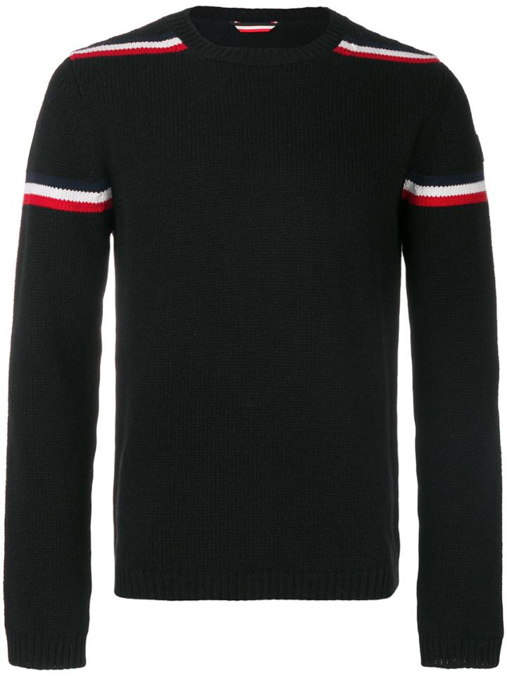 Moncler Logo Striped Sweater - Black
