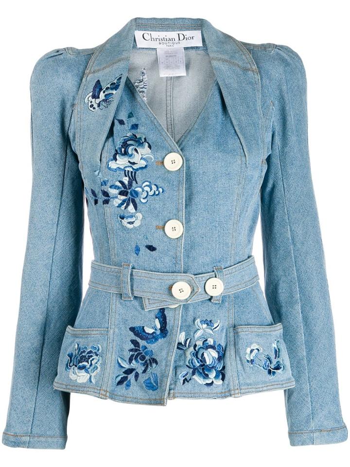 Christian Dior Vintage Belted Denim Jacket - Blue