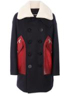 Dsquared2 Leather-panelled Coat - Blue