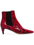 Isabel Marant Étoile Red And Black 50 Detty Snake Effect Leather Ankle