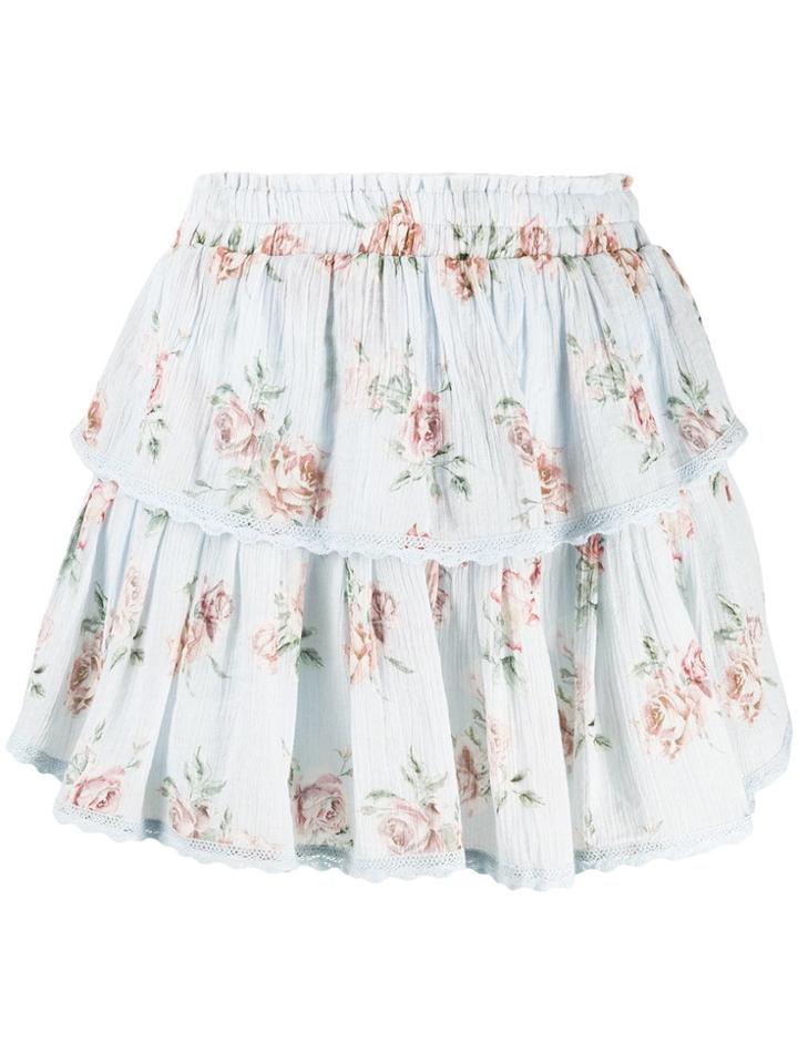 Love Shack Fancy Ruffle Mini Skirt - Blue
