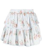 Love Shack Fancy Ruffle Mini Skirt - Blue