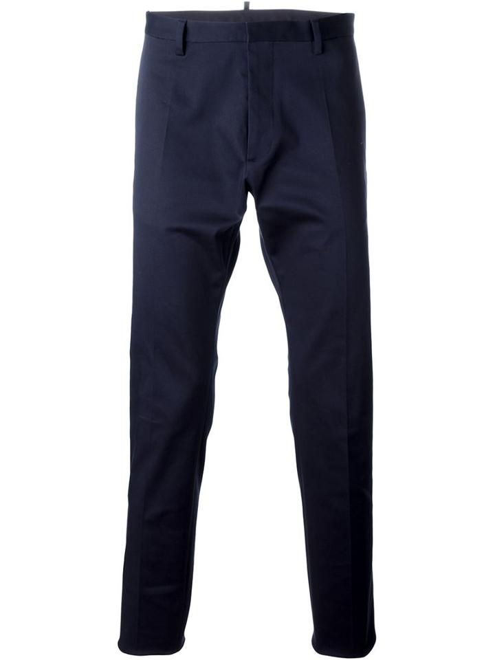 Dsquared2 Slim-fit Chinos, Men's, Size: 50, Blue, Cotton/spandex/elastane