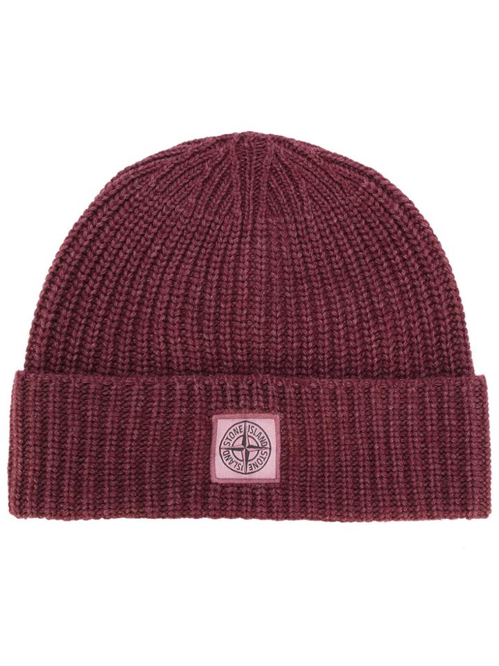 Stone Island Ribbed Beanie - Red