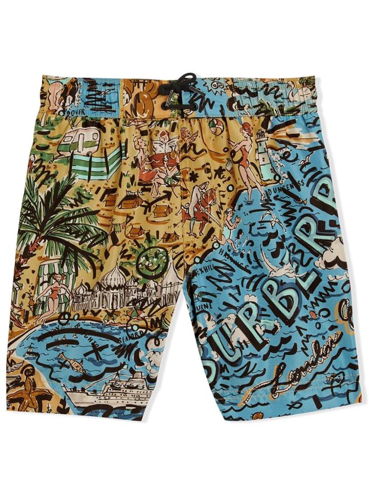 Burberry Kids Seaside Print Swim Shorts - Multicolour