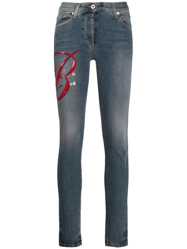 Blumarine High-rise Oversized Logo Jeans - Blue
