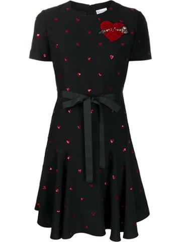 Red Valentino Red(v) Sequined Heart Print Dress - Black