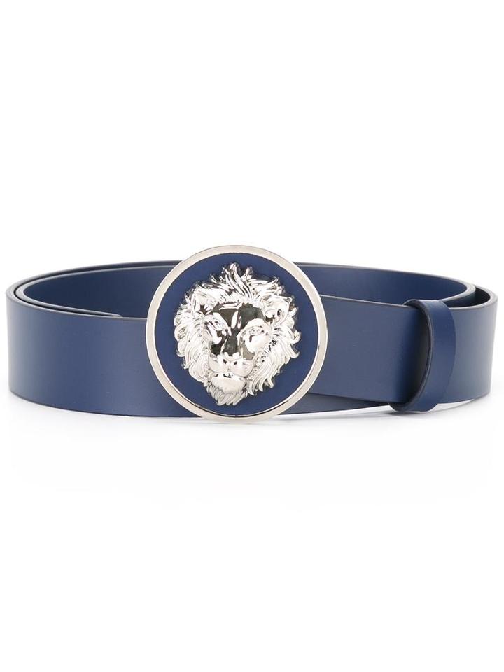 Versus Logo Plaque Belt, Men's, Size: 90, Blue, Calf Leather